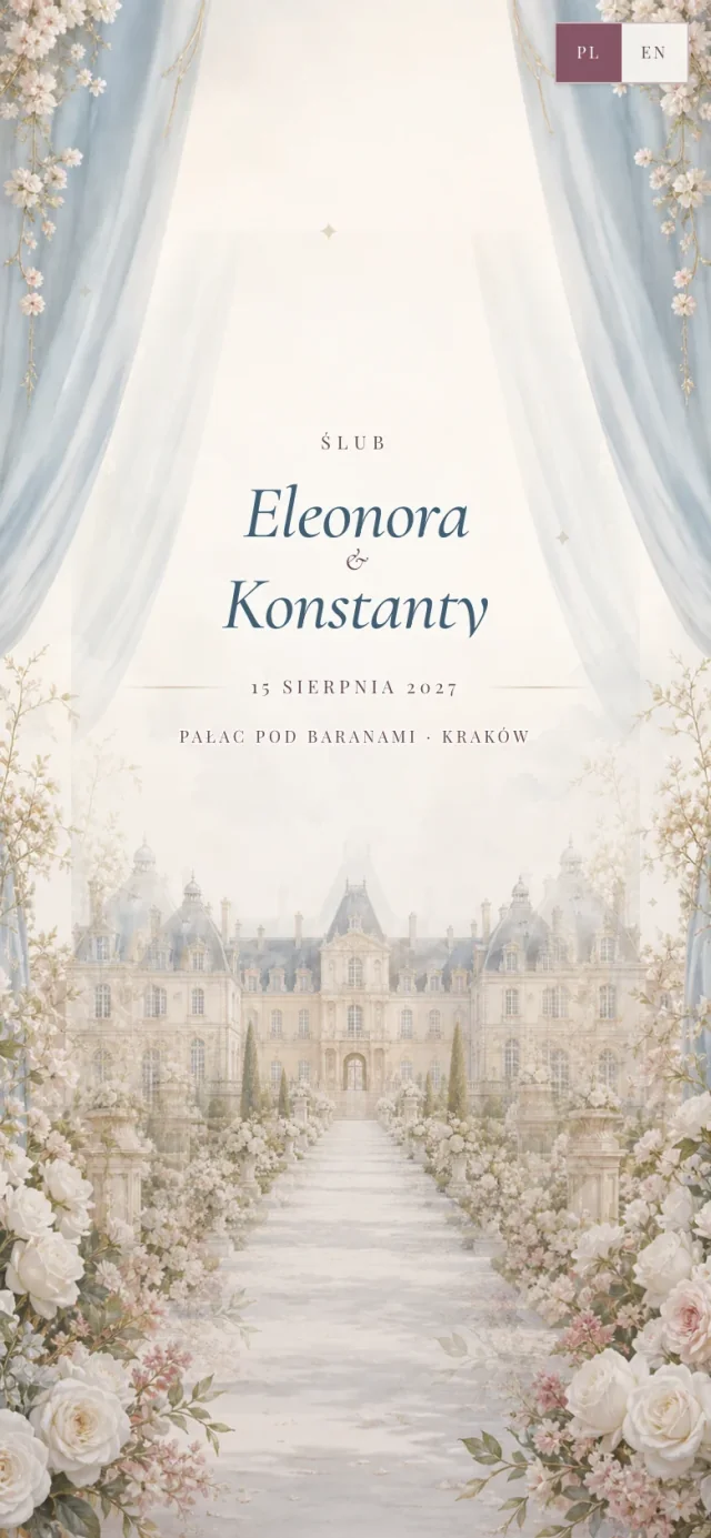 Główna sekcja szablonu Regency Romance na telefonie