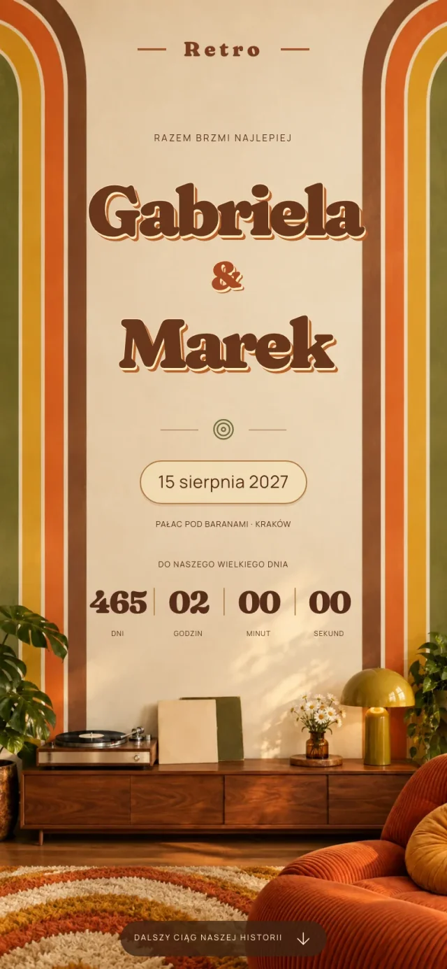Główna sekcja szablonu Retro na telefonie